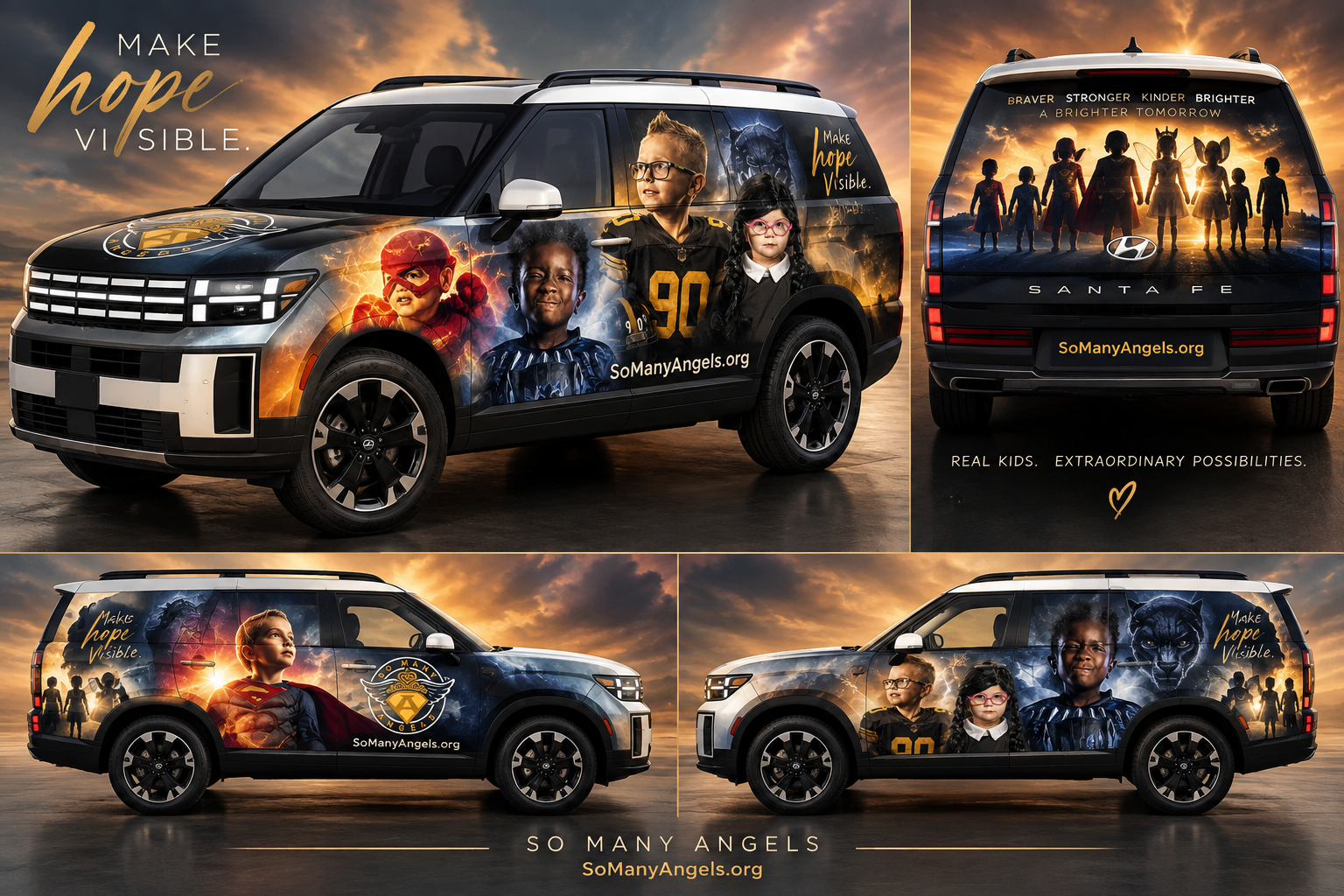 Black Hyundai Santa Fe Make Hope Visible wrap concept